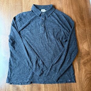 Faherty Dark Gray Long Sleeve Movement Polo Shirt
